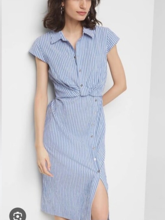 White House Black Market Dresses & Skirts - WHBM Striped Off Center From Buttons Midi Dress